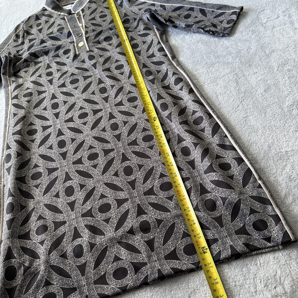 Gretchen Scott Everywhere Shirt Dress Size Large Gray Blue Geometric Print Prep - Picture 4 of 6